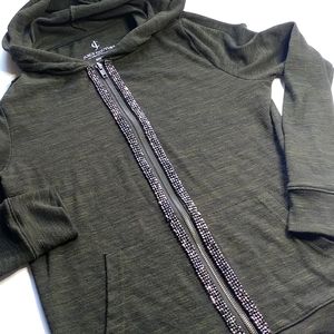 Juicy Couture Black and green zip up hoodie small EUC